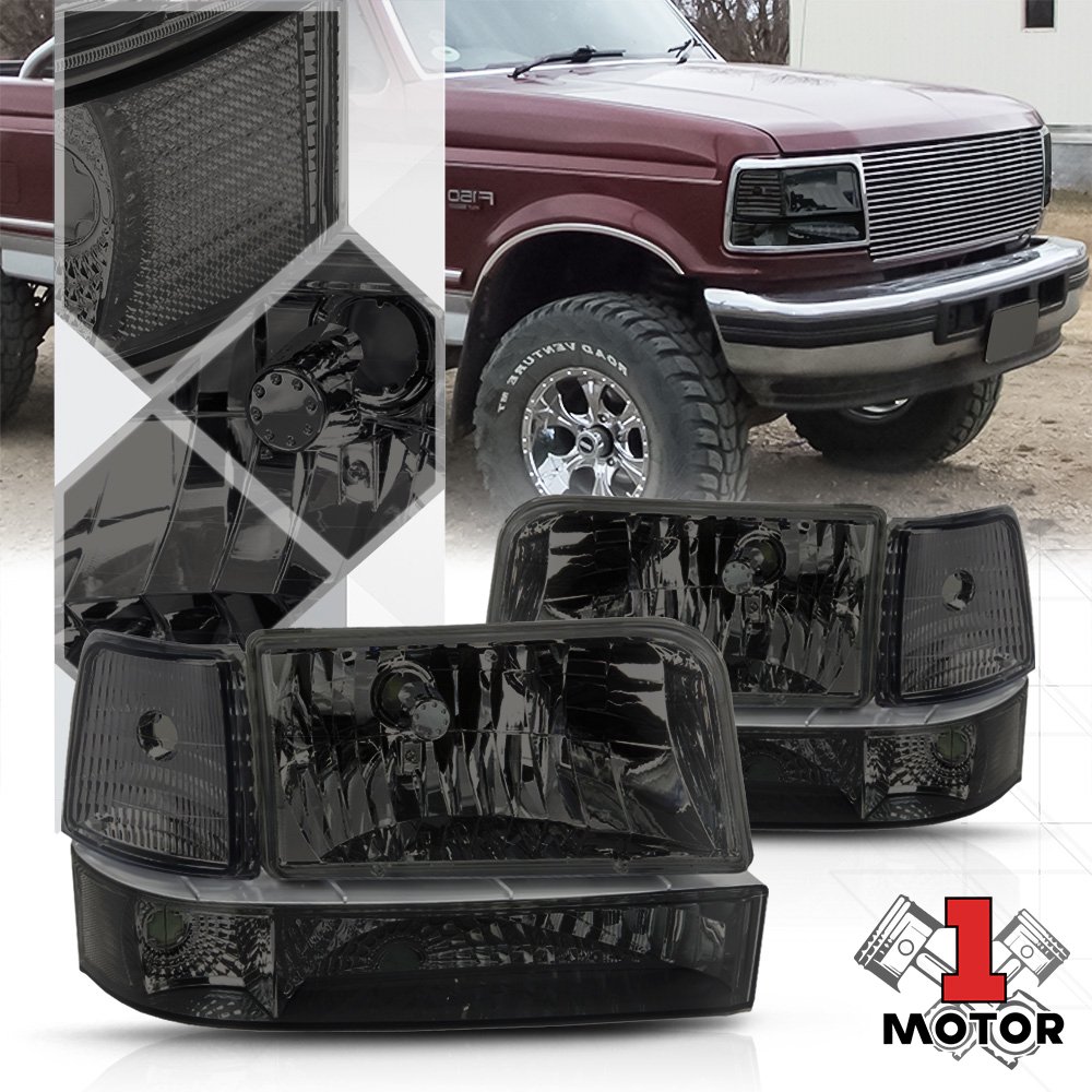 Smoke Tinted Headlight Clear Corner Reflector for 9296 F150/F250/F