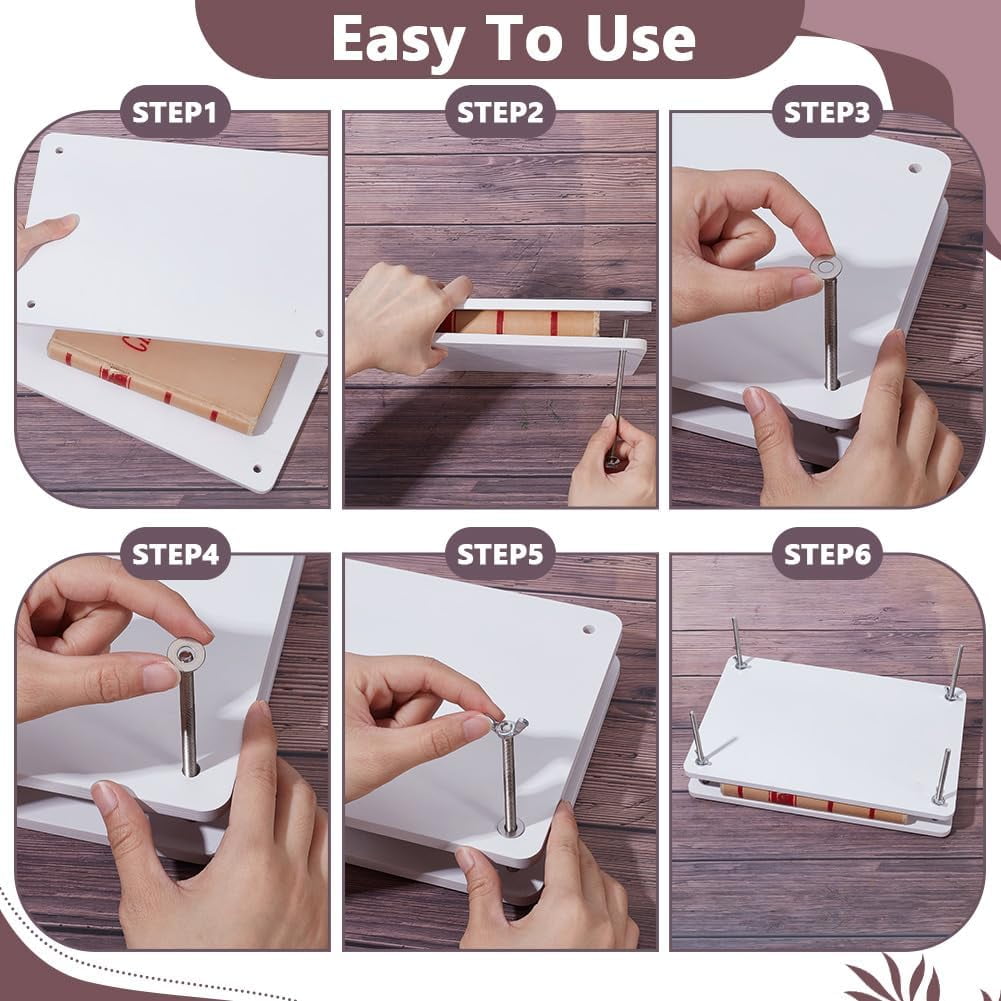 White Rectangle Bamboo Portable Book Press Bookbindings Tool Wooden Book Press Bookbinding Papers Presses for Bookbinding Supplies
