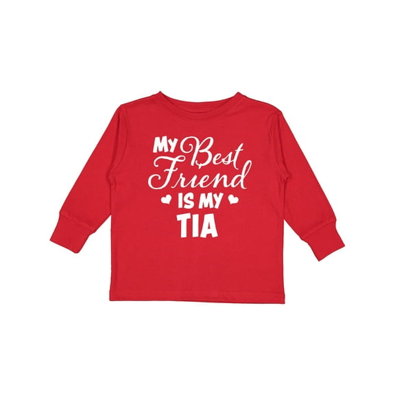 Inktastic My Best Friend is My Tia with Hearts Boys or Girls Long Sleeve Toddler T-Shirt