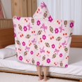 thumbnail image 5 of Pink Football and Flowers Pattern Hooded Bath Towel，50"x30" for Ages 3 To 12 Kids, Quick Dry Lightweight Soft Microfiber Hood Beach Towel Cover Up for Kids, 5 of 7