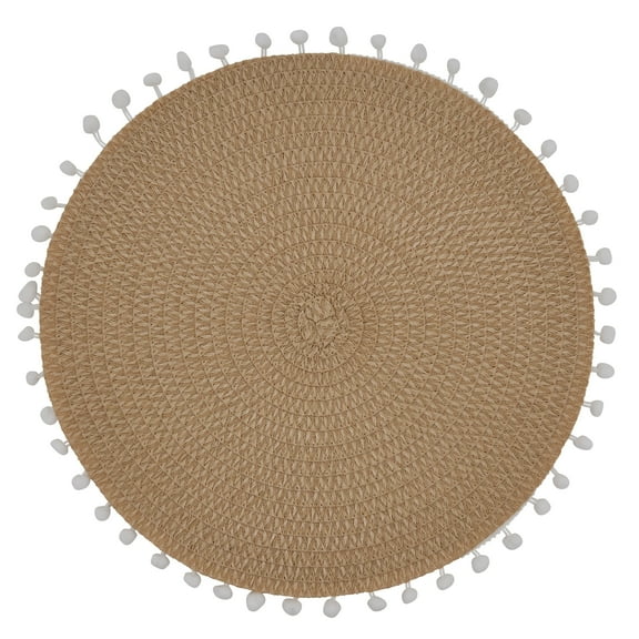 Saro Lifestyle Pom Pom Design Placemats (Set of 4) Natural