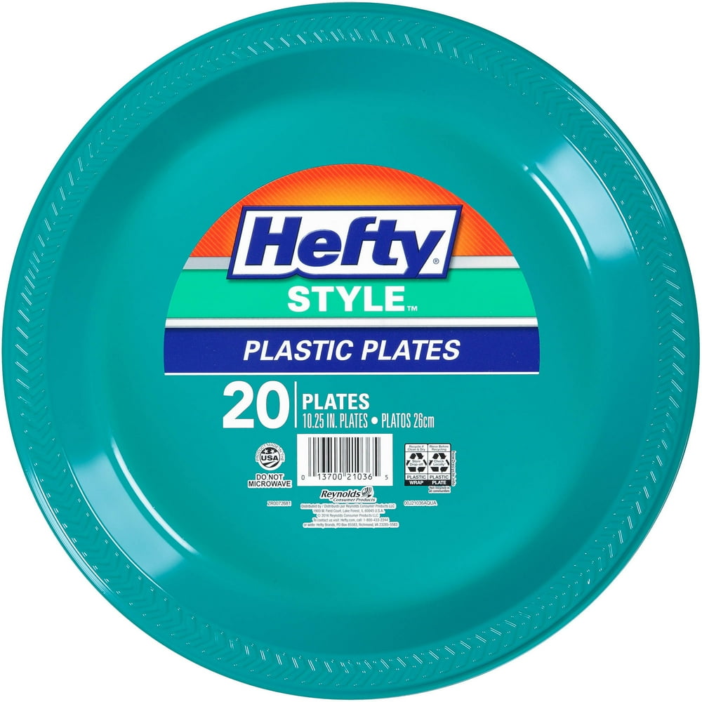 Hefty Style Aqua Plastic Plates, 20 count