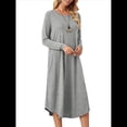 thumbnail image 3 of Pijama de Mujer con Cuello Redondo, Larga y Bolsillos Gris L, 3 of 9