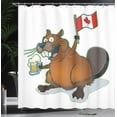 thumbnail image 3 of Ambesonne Canada Shower Curtain, Beaver Holding a Beer Mug, 69"Wx70"L, Ginger Multicolor, 3 of 4