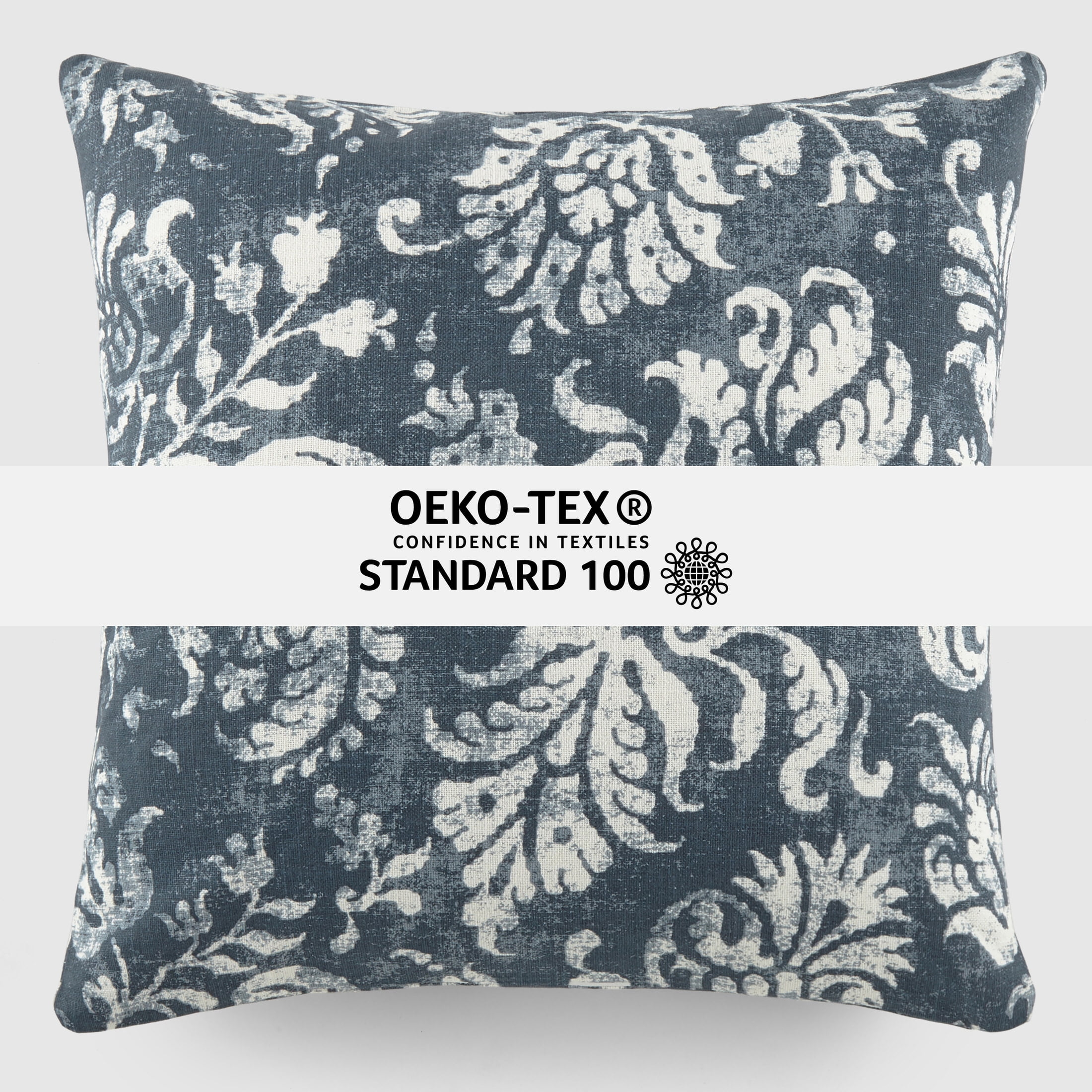 Noble Linens Elegant Cotton Decor Throw Pillow in Distressed Floral Pattern