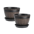 thumbnail image 3 of 2pcs/sold 7.6 Inches [pot + Tray] [outer Diameter 19cm] Planting Flower Pot, Bottom Leakage Hole Design, Resin Material, Simple Vertical Stripes, Anti-barrel Design, 3 of 8