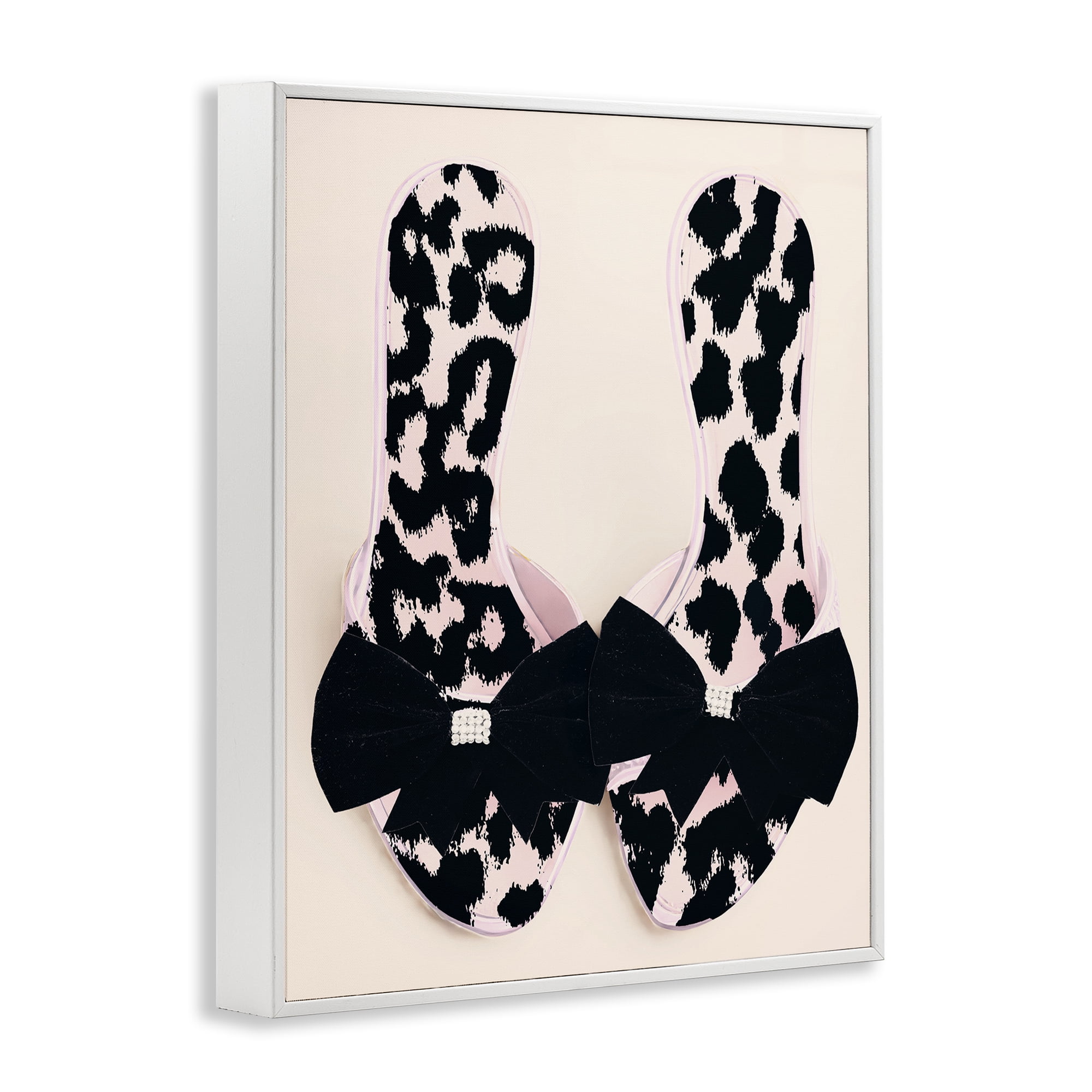 Cat Walk Spotted Shoes White Framed Giclee Art, design by Annabelle Hall