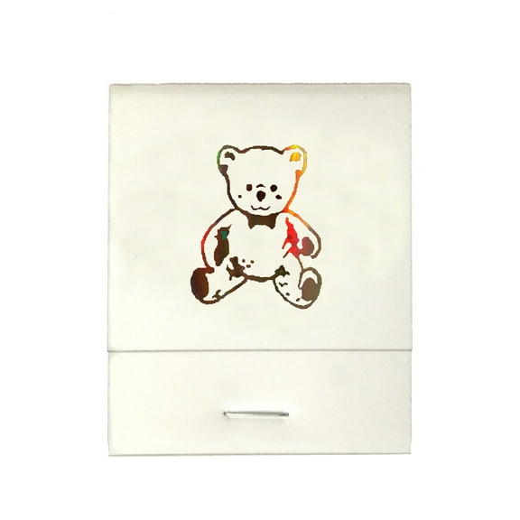 50 White 20 Strike Matches with  Printed Bear in Mozaic Matchbooks for Wedding, Anniversary, Birthdays etc