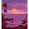 thumbnail image 3 of Hawaii Duvet Cover Set, Retro Graphics Inspired Illustration of Sunset Rocky Beach Purple Tones, Decorative 2 Piece Bedding Set with 1 Pillow Shams, Twin Size, Fuchsia and Multicolor, by Ambesonne, 3 of 3