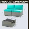 thumbnail image 3 of MeetLeisure 3 Pieces Outdoor Armless Wicker Couch Set including Removable Cushions and A Coffee Table, Aqua, 3 of 5