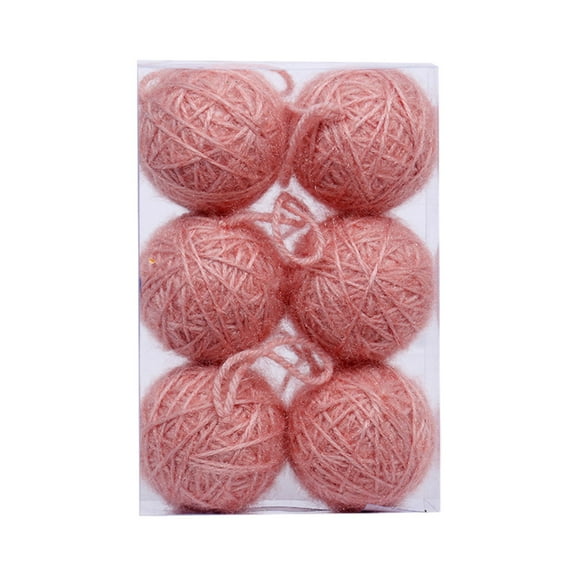 6-Piece Wool Covered Foam Ball Ornaments for Christmas Tree Hanging and Home Holiday Decor