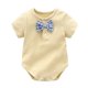 thumbnail image 1 of Gibobby Pañalero de algodón Bebé recién nacido bebé Unisex sólido Primavera Verano acanalado manga corta pajarita mono ropa(Caqui, 6-9 Meses), 1 of 2