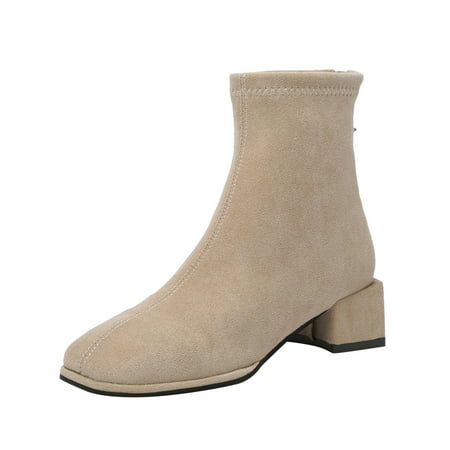 

Ladies Fashion Solid Color Flock Wrinkled Pointed Toe Flat Casual Long Boots