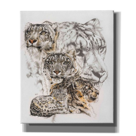 Epic Graffiti 'Snow Leopard and Ghost Image' by Barbara Keith, Canvas Wall Art, 20"x24"