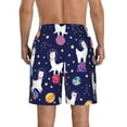 thumbnail image 3 of Bixox Men's Lama in Space printing Casual Classic Fit Short Summer Beach Shorts, 3 of 6
