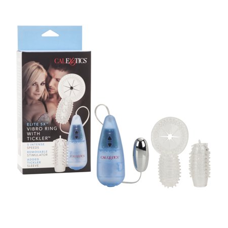 CalExotics Elite 5X 5-Function Vibro-Ring Plus Removeable Tickler Vibrator - Silver