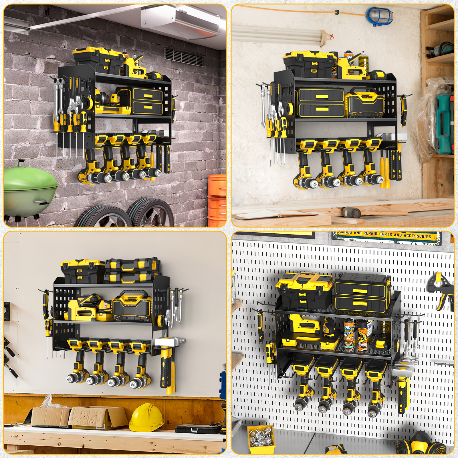 SUNALLY 3-Layer Power Tool Organizer Wall Mount Rack photo 6