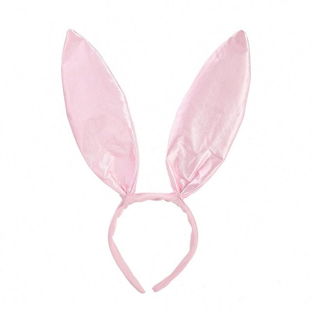 Diadema de orejas de conejo de satén en stock, hebilla para la cabeza, horquilla de conejo, diadema de conejo de Halloween, color negro, estilo popular