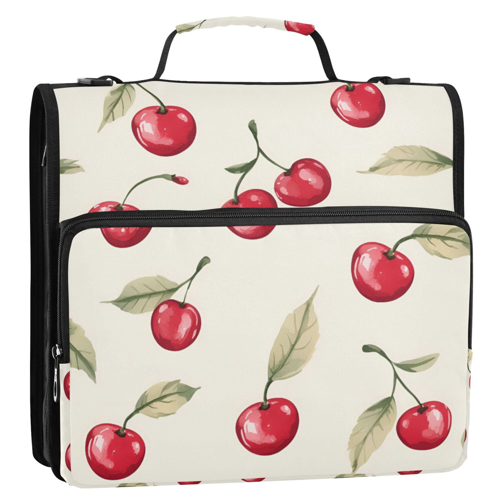 FORMRS Zipper Binder with Shoulder Strap 2-inch Ring 500 Sheet Capacity File Bag, Red Cherry