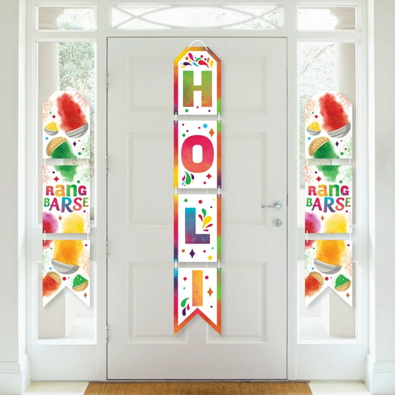 Big Dot of Happiness Holi Hai - Hanging Vertical Paper Door Banners - Festival of Colors Party Wall Decoration Kit - Indoor Door Decor