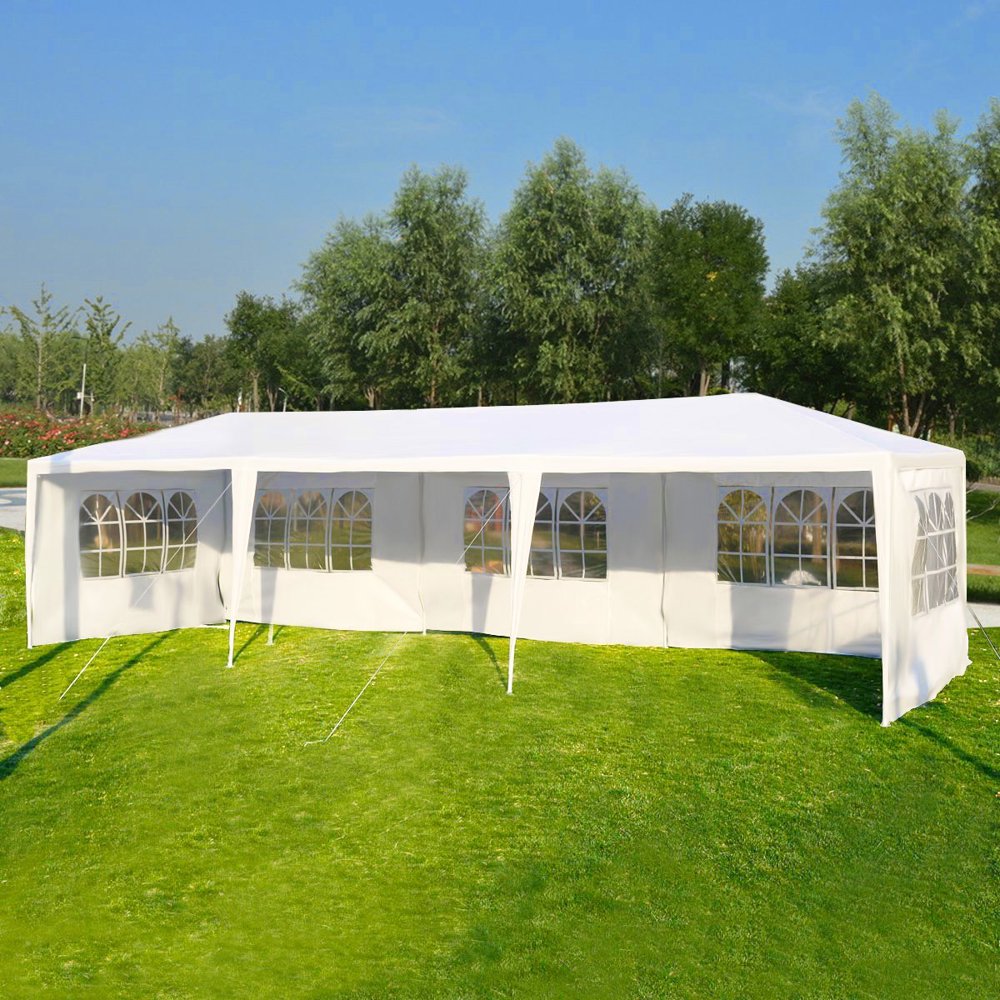 Zimtown 10'x30' Canopy Tent Outdoor White Sun Shelters Gazebos with 5