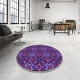 thumbnail image 4 of Ahgly Company Tapis d'Intérieur Rond Lavable en Machine Transitionnel Violet, 5 Pieds Rond, 4 of 7