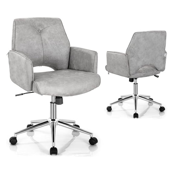 Home Office Desk Chair, Faux Leather Desk Chair with Wheels and Armrests, Height Adjustable, Modern -Back Swivel Computer Work Chair