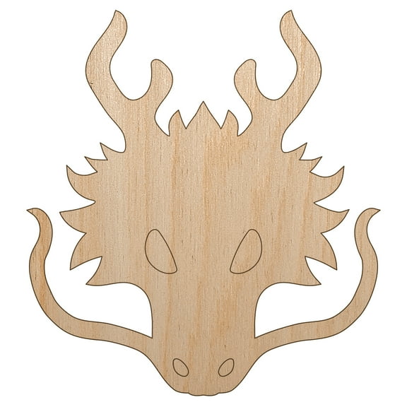 Asian Dragon Head Wood Shape Unfinished Piece Cutout Craft DIY Projects - 4.70 Inch Size - 1/8 Inch Thick