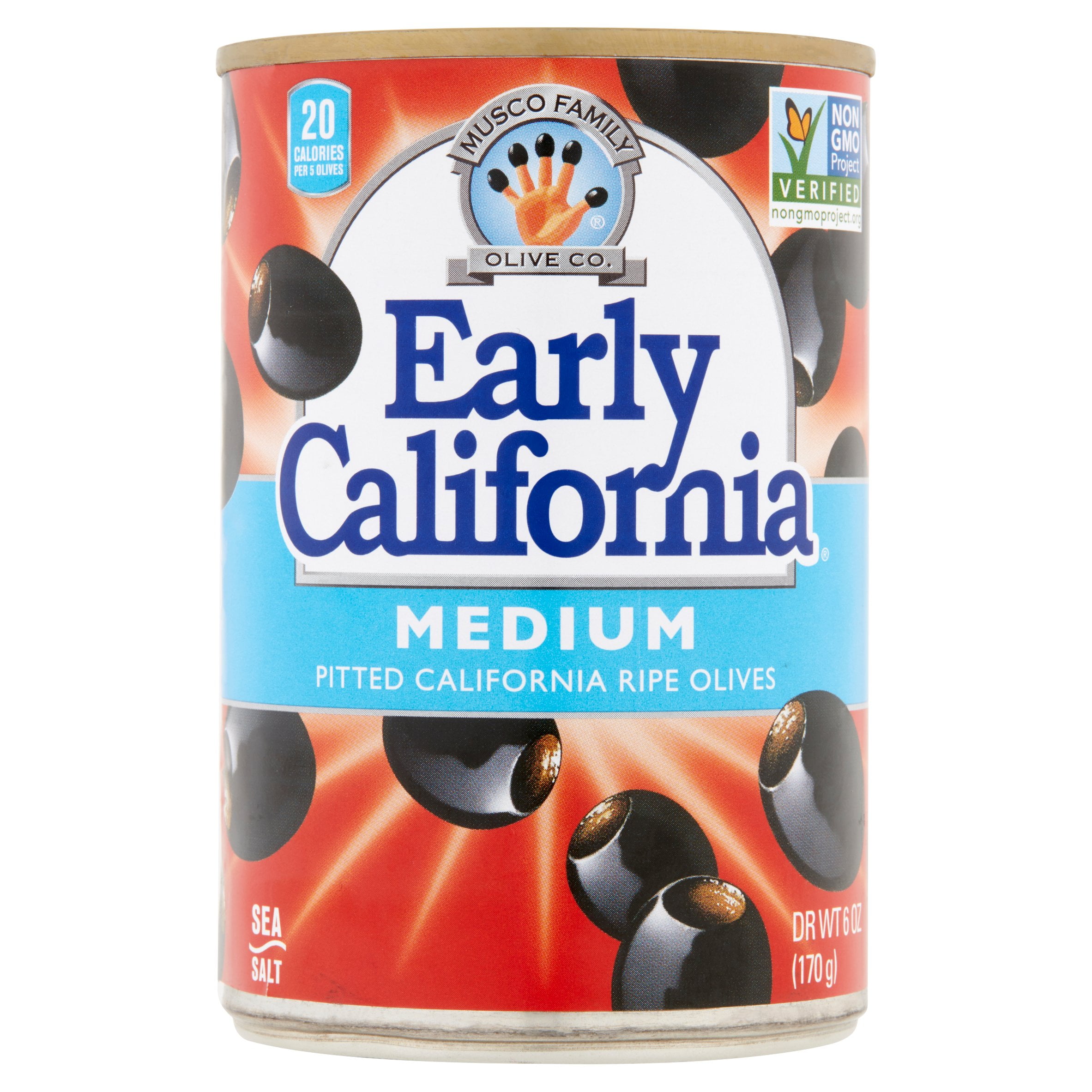 Early California Medium Pitted Ripe Olives, 6 oz by Musco Family Olive Co.