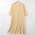 thumbnail image 4 of jobturf Womens Nightgown Casual Loose 3/4 Length Sleeve Sleepshirts Soft Comfy Pajama Dress Summer Fashion Lightweight Nightwear, 4 of 8
