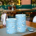thumbnail image 6 of WOBOGO Size Combo Candle Flickering Flameless with Remote Control and Timer for Romantic Atmosphere Unicorns Rainbows Blue Pattern, 6 of 7