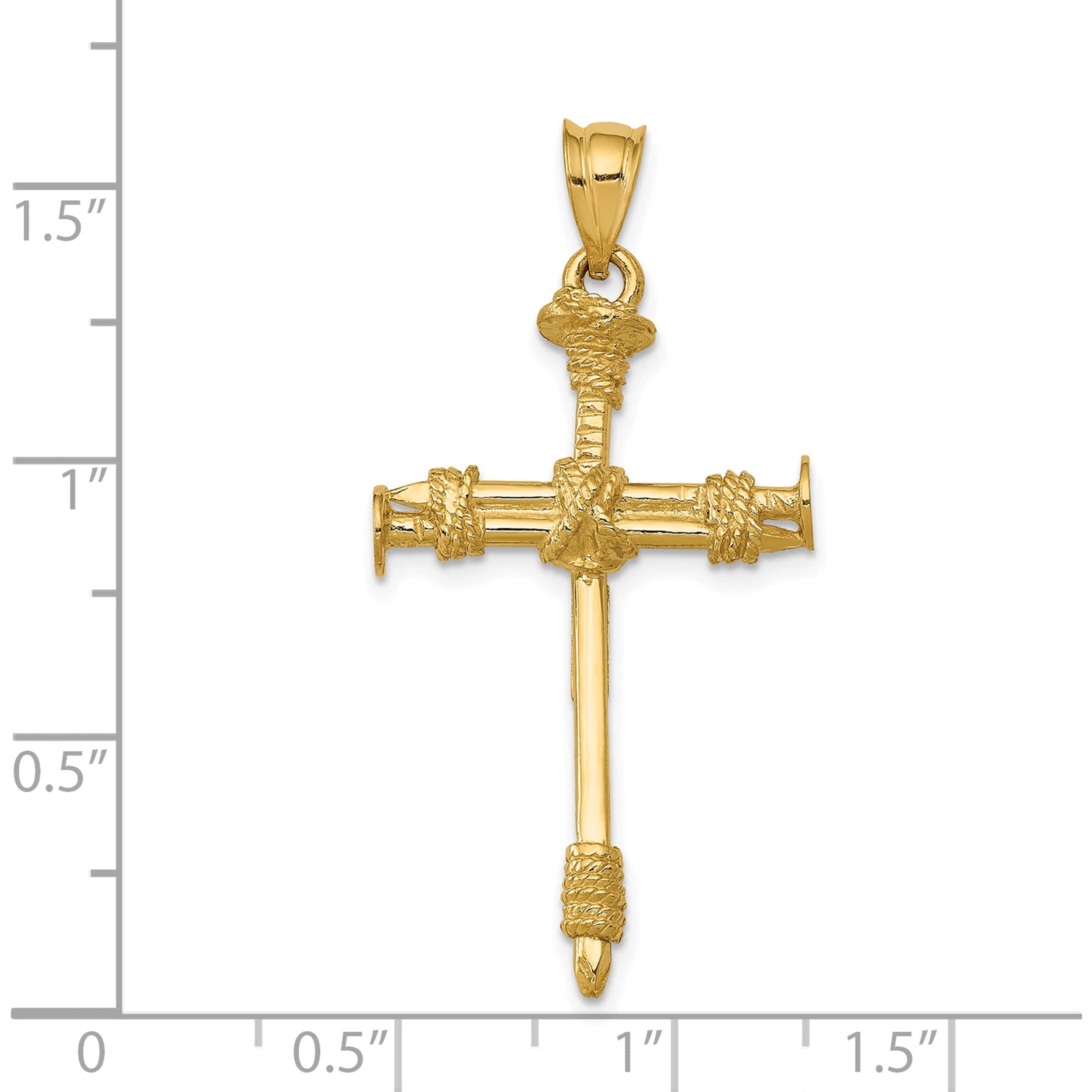 14K Yellow Gold Polished Nail Cross Pendant (40 X 20) Made In United States c1964