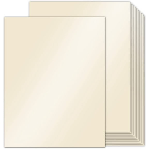 100 Sheets Cream Shimmer Cardstock 8.5 x 11 Off White Paper, 80lb Ivory Card Stock Printer Paper for Invitations, Certificates, Crafts, Card Making