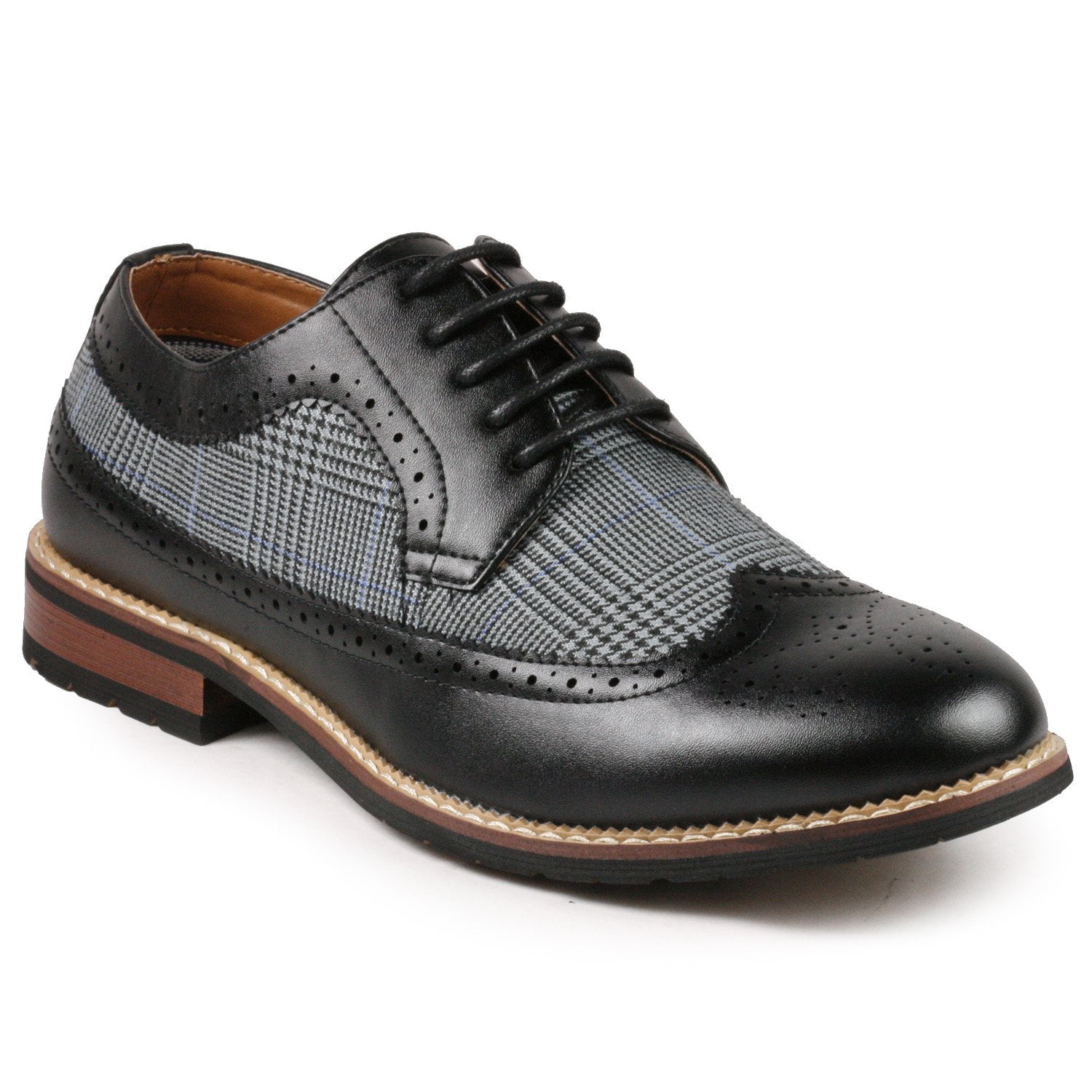 Metrocharm MC316 Men's Tweed Perforated Wing Tip Lace Up Dress Oxford ...