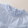 thumbnail image 5 of hoksml Girls Puff Short Sleeve Ruffle Neck Dress, Back to School Outfit for Kids, Breathable Cotton, Soft Tiered Ruffle Hem Dress, 5 of 9