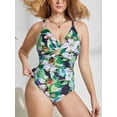 thumbnail image 5 of Charmo Womens Plus Size Printed One Piece Swimsuits Tummy Control Bathing Suits Wrapped V Neck Swimwear, 5 of 6