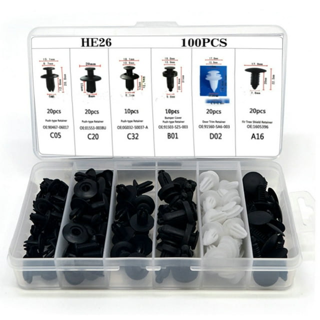 MORESEC Car Plastic Rivets, 100PCS Car Plastic Rivets Clips, 6mm Hole Fastener Screw Bucket Pins for Vehicle Trim Door Panel Side Skirt, Universal Automotive Push Rivets
