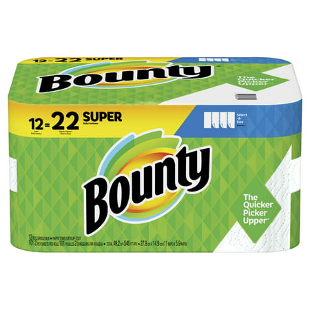 Bounty Select-A-Size Paper Towels, White, 12 Super Rolls = 22 Regular (Best Rated Paper Towels)