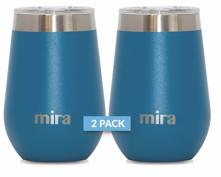 Stemless Stainless Steel Wine Cup Mira 12 oz Insulated Wine Tumbler with Lid 