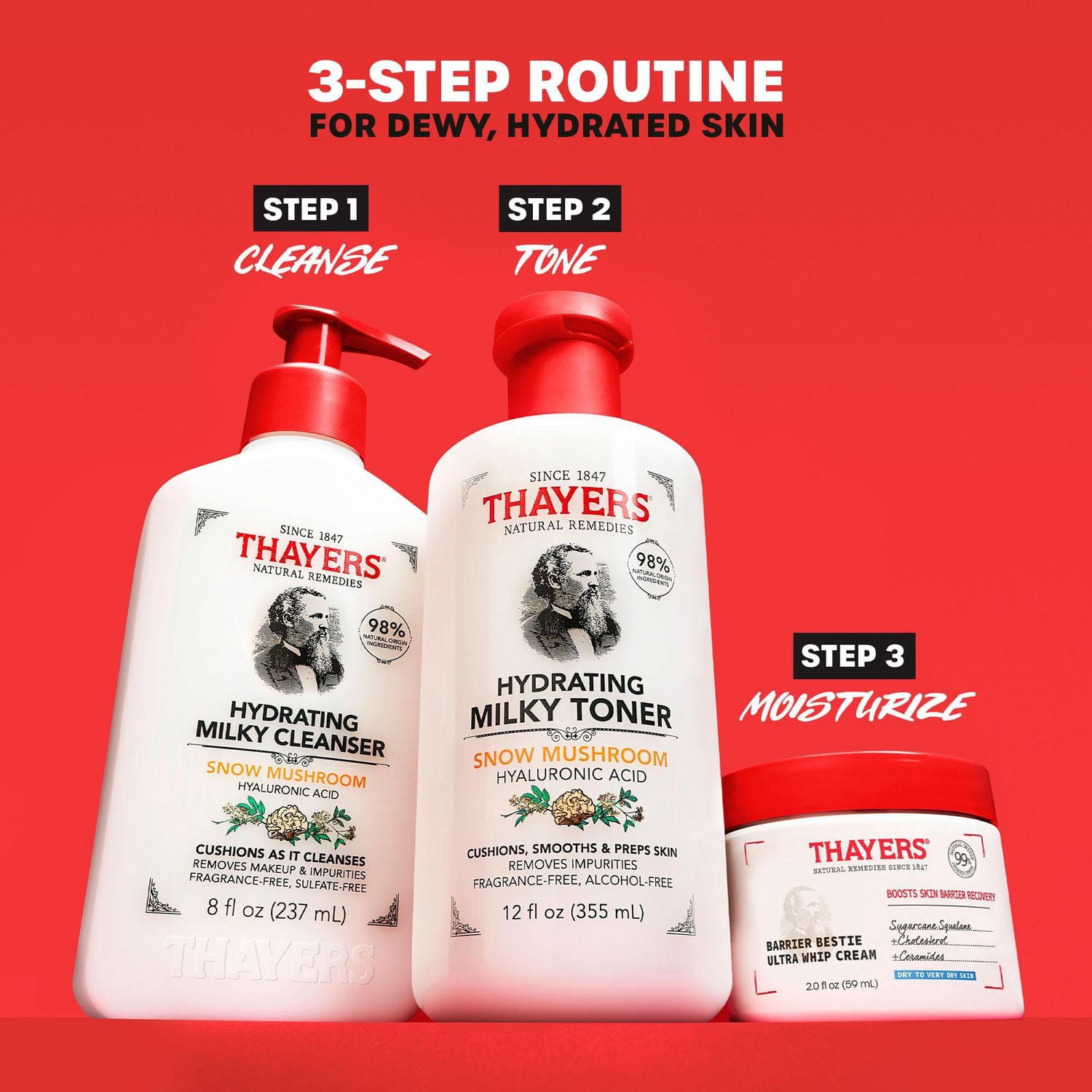 Thayers Hydrating Milky Toner Skin Care with Snow Mushroom and Hyaluronic Acid, Natural Facial Toner, 355 ml