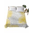 thumbnail image 2 of Twin XL Size Flat Sheet Only, Yellow Grey Chrysanthemum Soft Brushed Microfiber Bed Sheets, Farmhouse Botanical Floral Modern Hotel Quality Breathable Bedding Top Sheet, Easy Care, 66"x102", 2 of 9