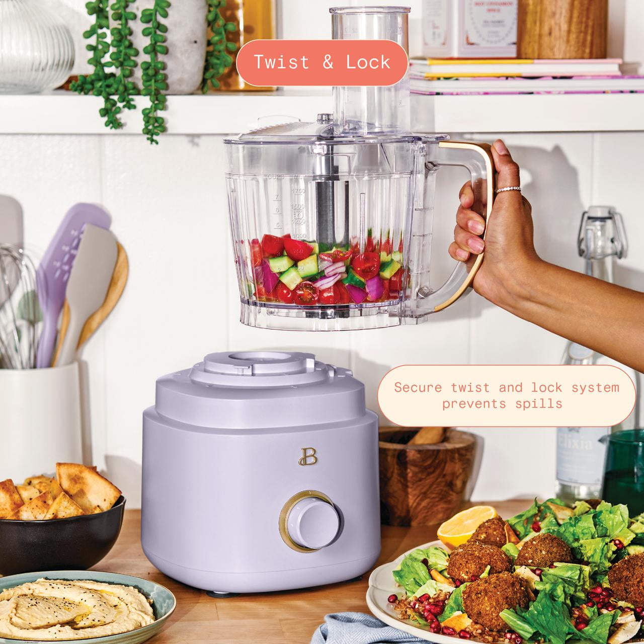 Beautiful 10-Cup Food Processor with Accessories, Lavender by Drew Barrymore