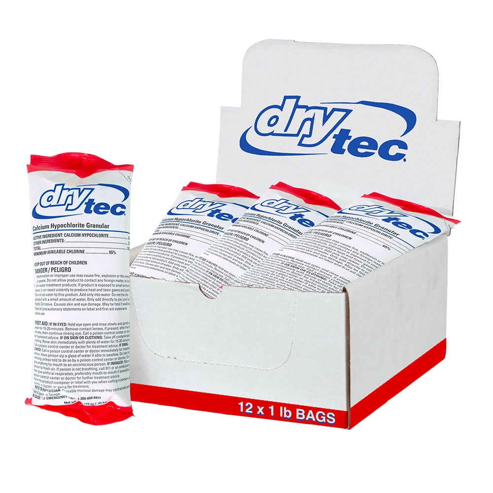 Dry Tec 68% Calcium Hypochlorite Chlorinating Shock Treatment for Swimming Pools, 12 Pack