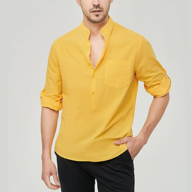 Men's Shirt Linen Shirt Chinese Collar Shirt Mandarin Collar Shirt Summer Shirt Beach Shirt Plain Vacation Street Black White Yellow Pink Long Sleeve Men's Shirt Linen Shirt Chinese Collar Shirt Mandarin Collar Shirt Summer Shirt Beach Shirt Plain Vacation Street Black White Yellow Pink Long Sleeve