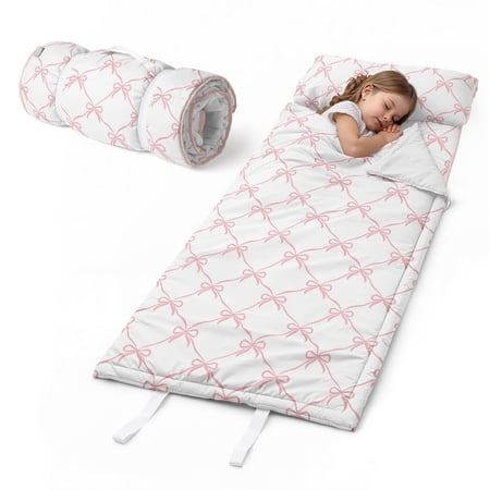 Sweet Jojo Designs Ballerina and Ballet Bows Girls Lightweight Toddler Nap Mat with Pillow