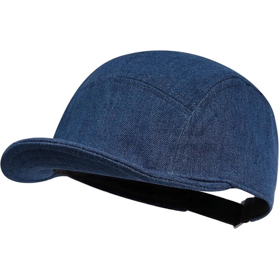 Zhengup Trucker 5 Panel Hat Short Bill Cadet Cap Denim Baseball Hat Unstructured Cotton Dad Hats Snapback Fitted Flat-Bill Cap