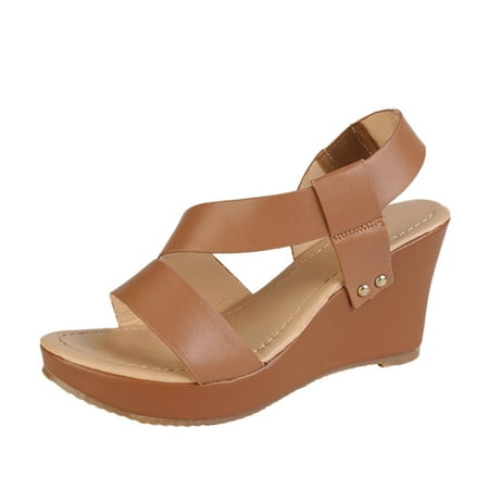 

Yeleire Women s Ladies Fashion Strap Ankle Platform Wedges Sandals Roman Shoes For Women