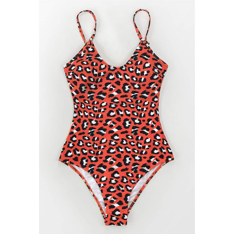Women's Red Leopard Print One Piece Swimsuit Cutout Back Swimwear Bathing  Suit-cupshe- Red-small : Target