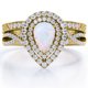 thumbnail image 1 of JeenMata Anillo de Bodas de Filigrana Cruzada con Ópalo de Fuego en Forma de Pera y Moissanita de 1,75 Quilates - Engaste de Doble Halo Pavé - Chapado en Oro Amarillo de 18 K sobre Plata, 1 of 6