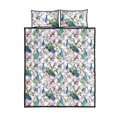 thumbnail image 5 of Juego de cama acolchado con estampado de flores rosa pavo real, 5 of 5